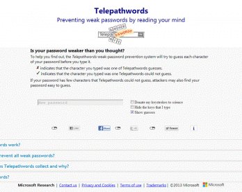 Telepathwords - тестируем пароль на предсказуемость